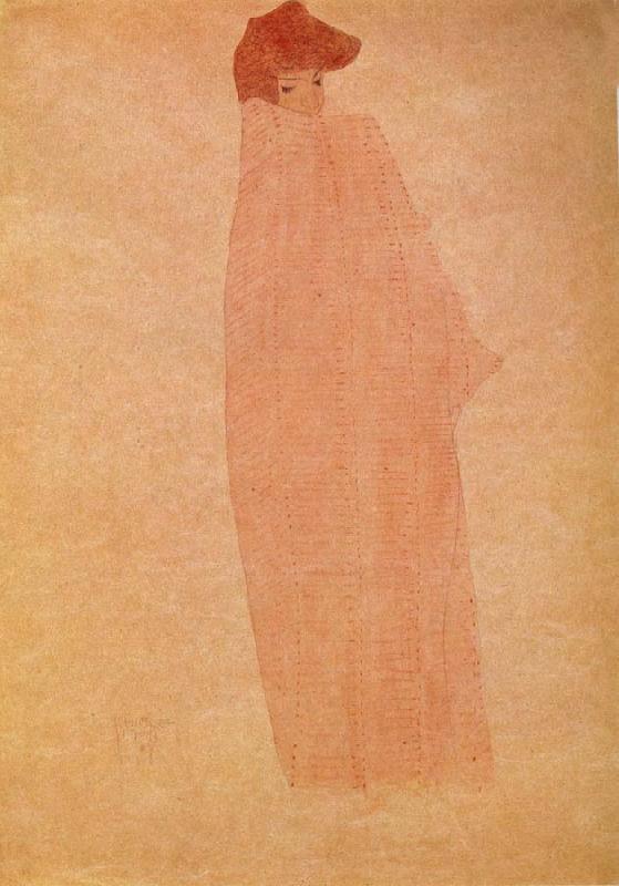 Egon Schiele Standing woman in a Long Cloak oil painting image